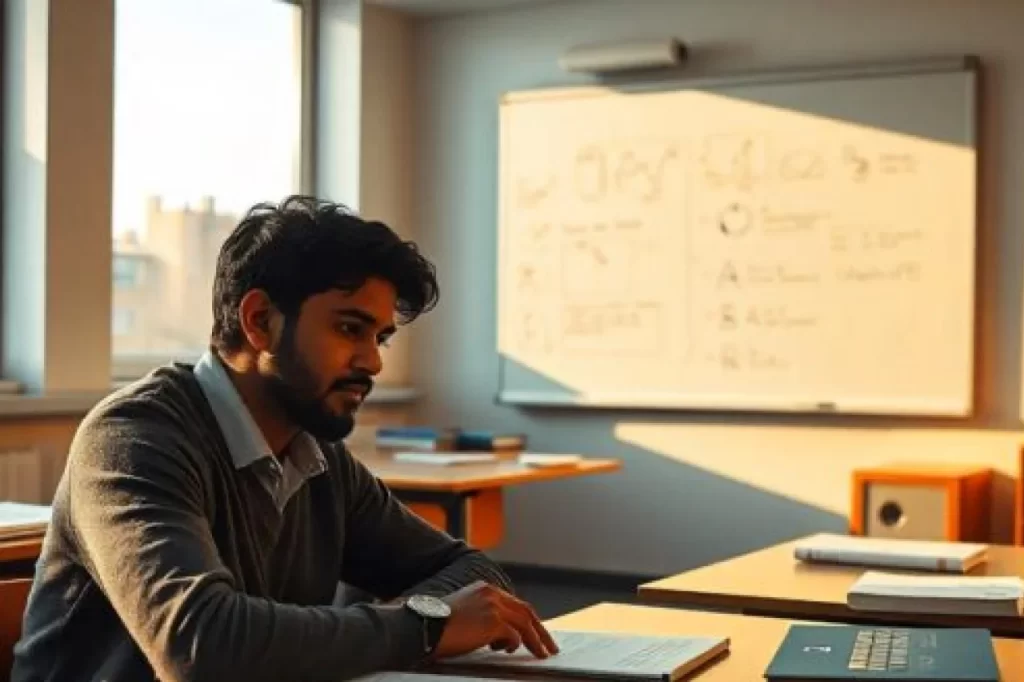 Student studying German at a language institute in Kerala